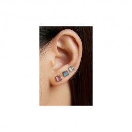 Silver earrings Blue square
