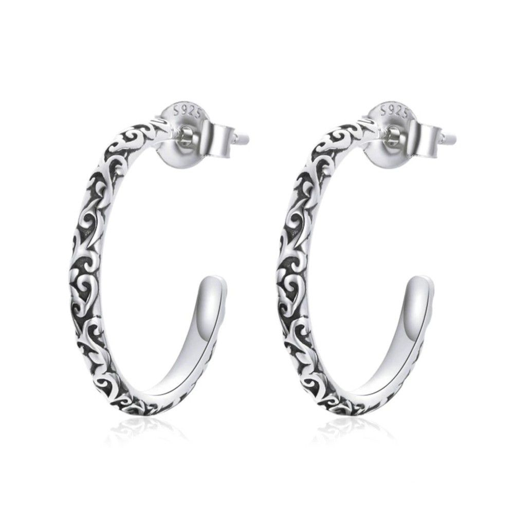 Silver earrings Retro circle