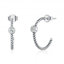 Silver earrings Twisted rope
