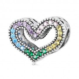 Sterling silver charm Rainbow heart