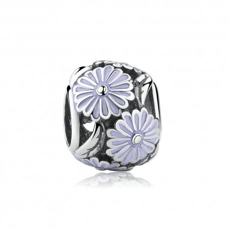 Sterling silver charm lavender enamel daisy meadow flower