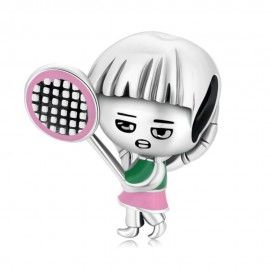 Zilveren bedel Tennis meisje