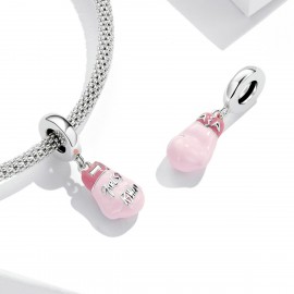 Charm pendente in argento Guanto rosa / girl power