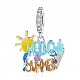 Sterling silver pendant charm Hello summer