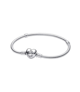 Silver Snake Bracelet with Heart Clasp
