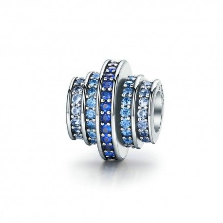 Charm in argento ruota blu con zirconia