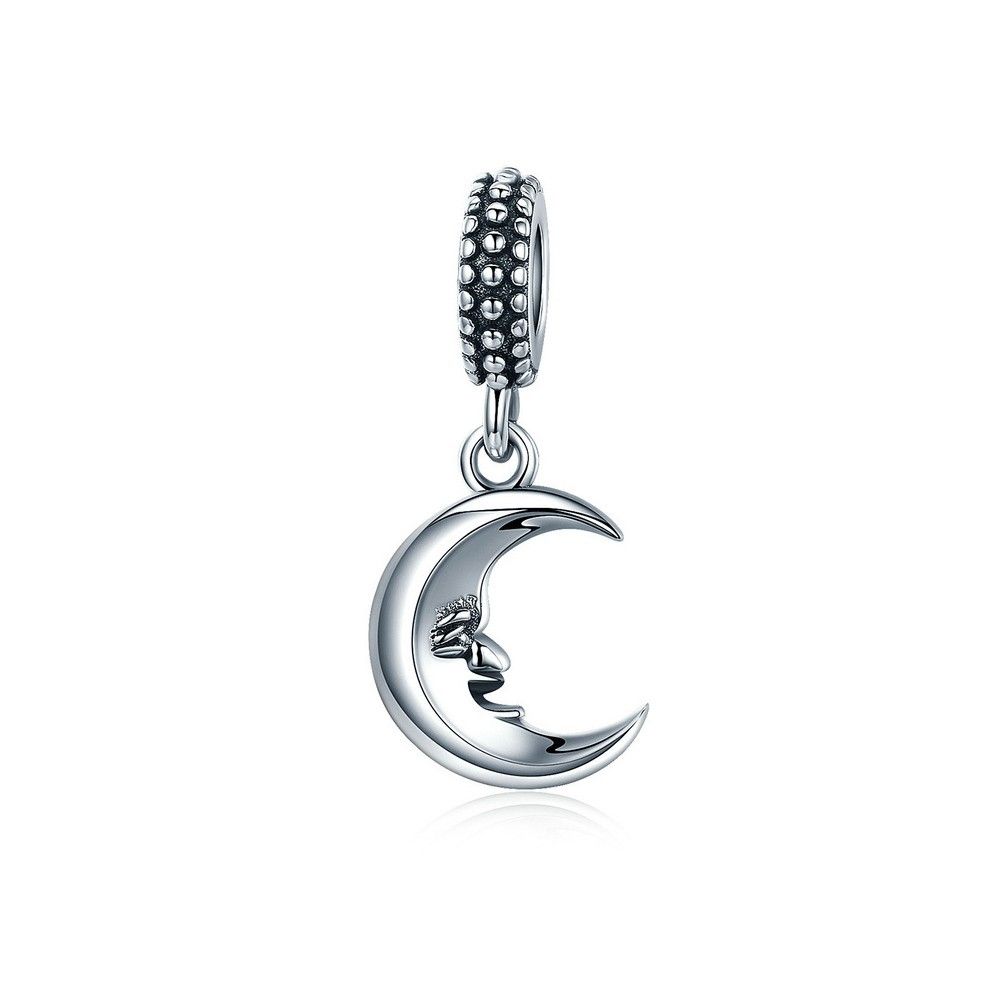 Sterling silver pendant charm smyling moon