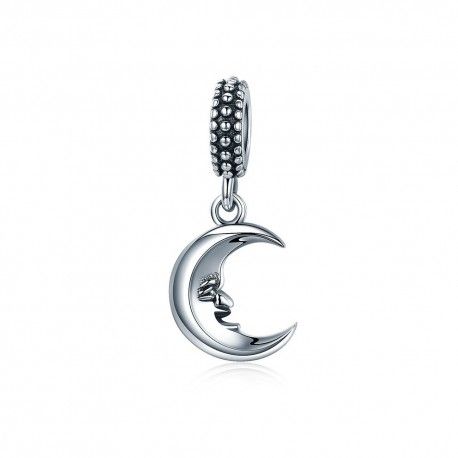 Sterling silver pendant charm smyling moon