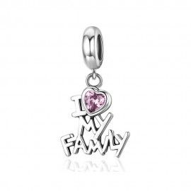 Sterling silver pendant charm I love my family
