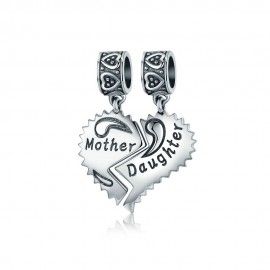 Sterling silver pendant charm Mother and daughter love