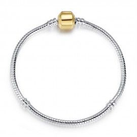 Silver plated snake bracelet with gold plated clasp