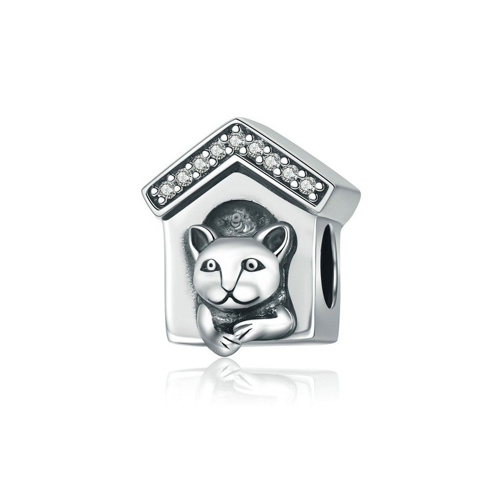 Sterling silver charm Dog home