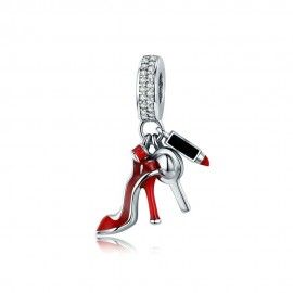Sterling silver pendant charm Shoe, mirror, make-up