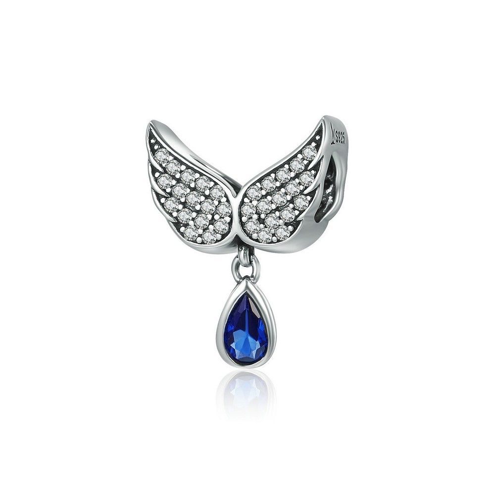 Sterling silver pendant charm Angel wings feather