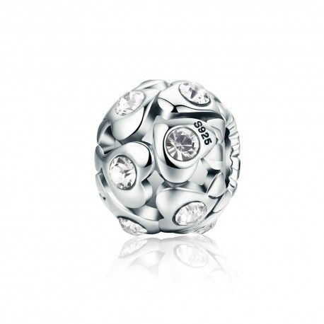 Sterling silver charm Hearts with cubic zircone