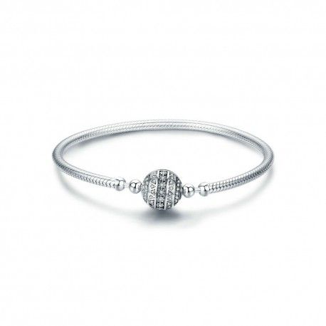 Sterling silver charm bracelet Round clip clasp