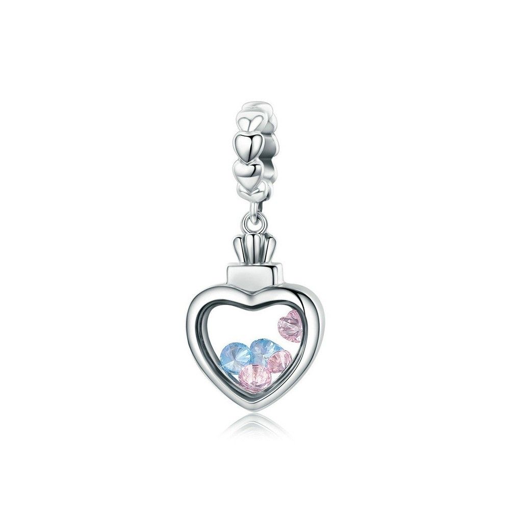 Charm pendentif en argent Coeur romantique rempli de pierres