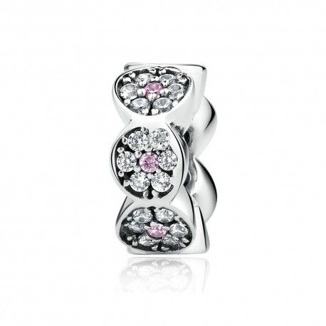 Sterling silver flower spacer with zirconia stones