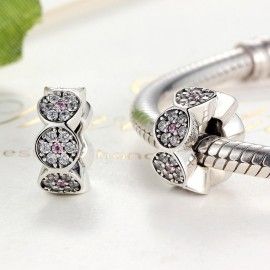 Sterling silver flower spacer with zirconia stones