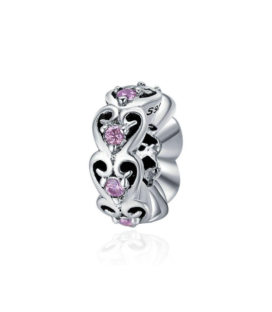 Sterling silver romantic spacer with zirconia stones Sterling silver romantic spacer with zirconia stones