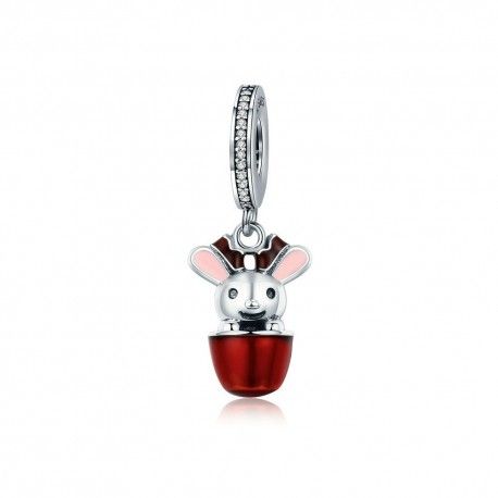Sterling silver pendant charm Fancy rabbit