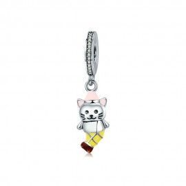 Sterling silver pendant charm Cute cat
