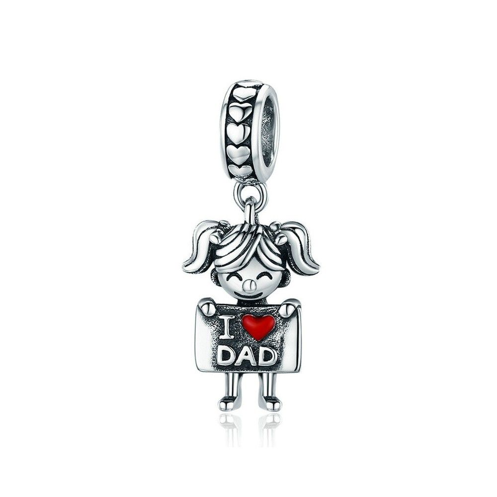 Sterling silver pendant charm Girl loves dad