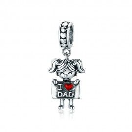 Sterling silver pendant charm Girl loves dad