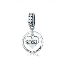 Sterling silver pendant charm Mom I love you forever