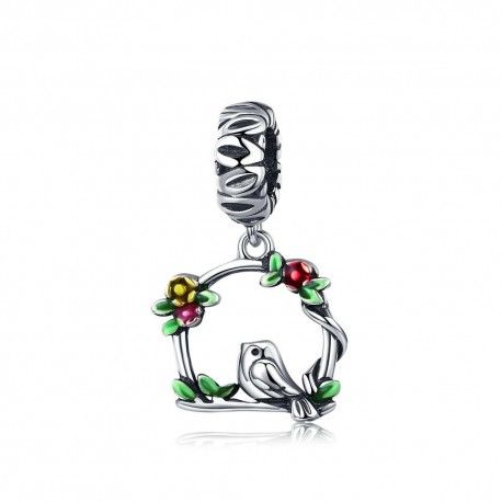 Sterling silver pendant charm Bird cage